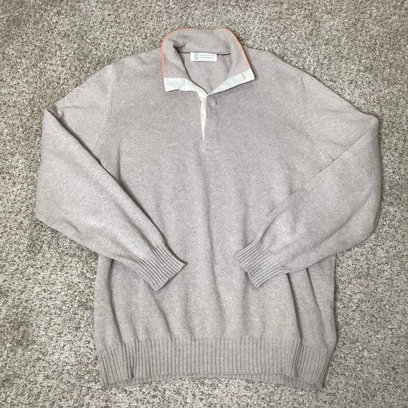 Brunello Cucinelli Other - Brunello Cuchinelli Cotton Pullover Sweater Tan Sz 58 (XL)